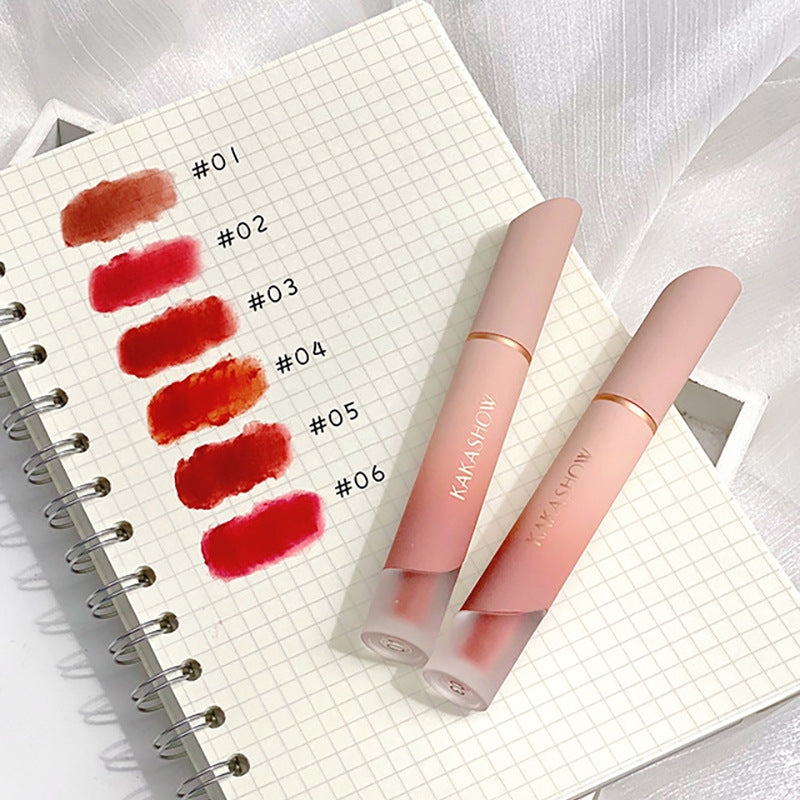 KAKASHOW Cream Matte Lip Glaze Velvet Fog Waterproof Easy To Fell Female Students Plain White Lip Mud