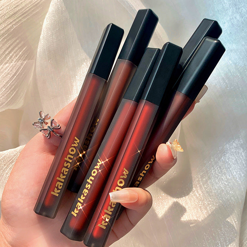 Kakashow Black Satin Lip Glaze Velvet Matte Lip Glaze White Lipstick Autumn And Winter Not Easy To Stick Cup Lip Mud Lip Glaze Wholesale