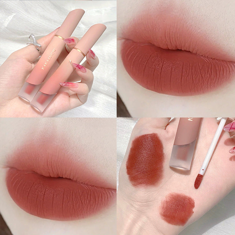 KAKASHOW Cream Matte Lip Glaze Velvet Fog Waterproof Easy To Fell Female Students Plain White Lip Mud