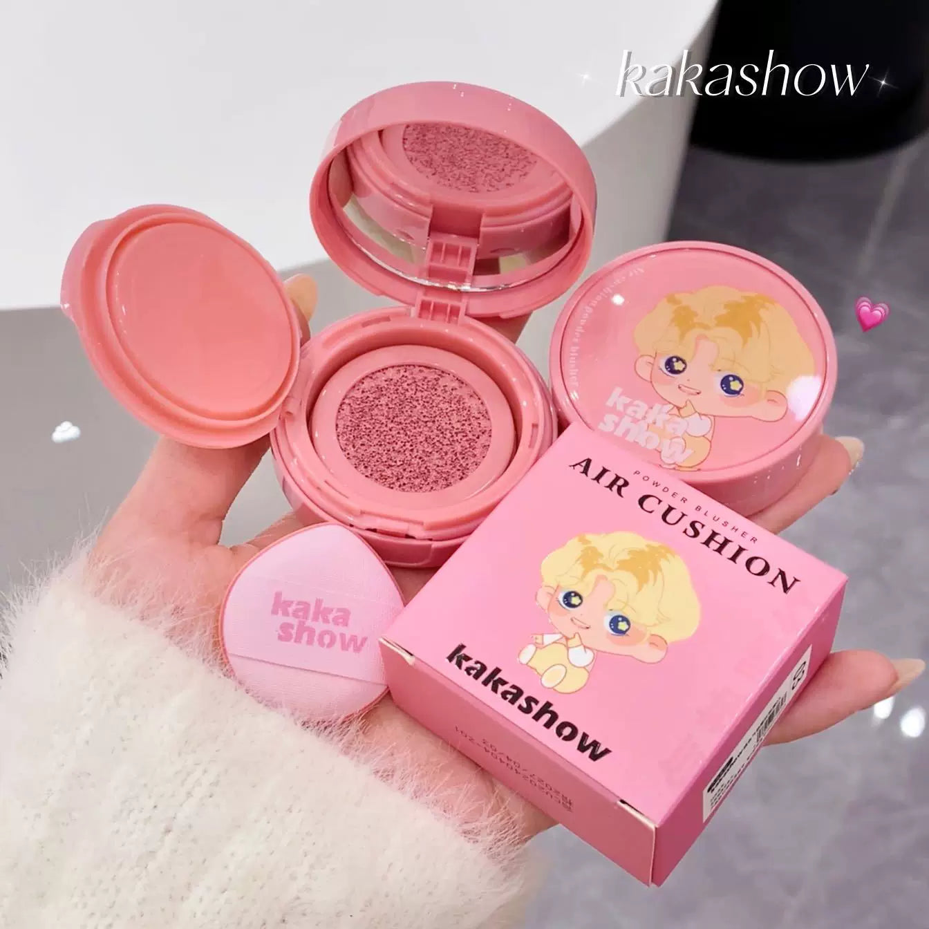 Kakashow Peach Air Cushion Blush Powder Cream Summer Atmosphere Gentle Whitening Natural Versatile Brightening Rouge
