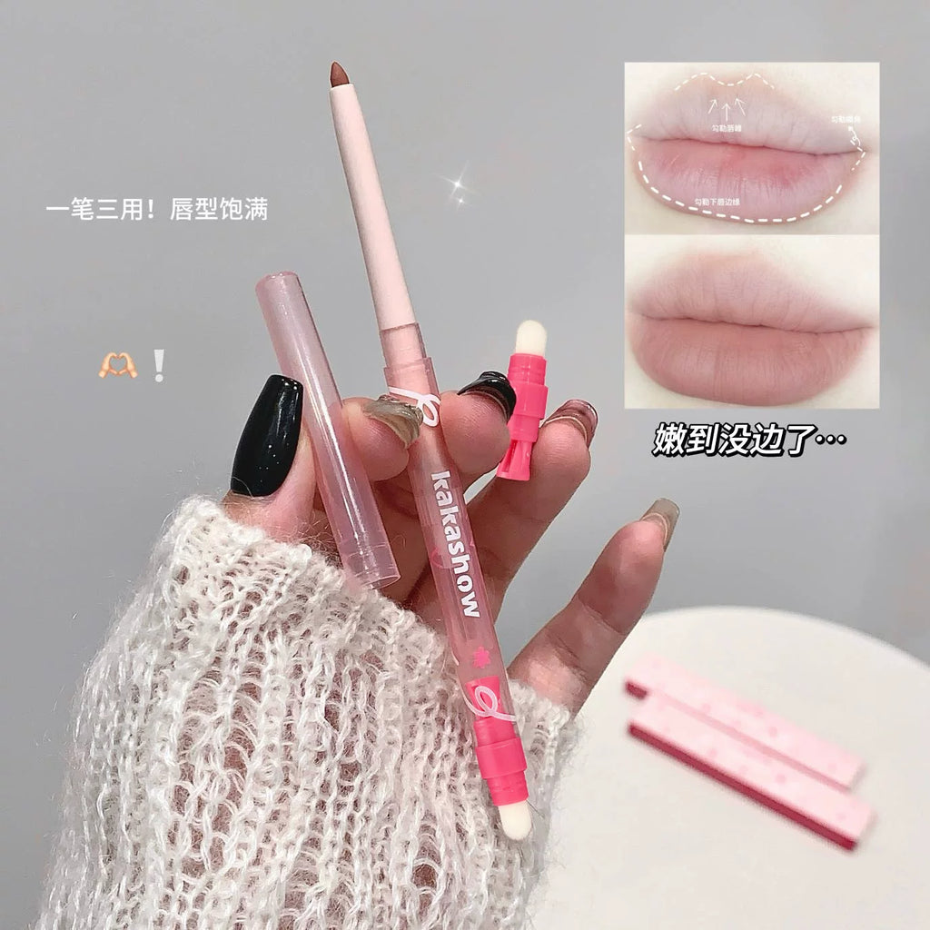 Kakashow Matte Lip Liner Outlines The Lip Shape With Long-lasting Color Matte Nude Double-ended Silkworm Pen Lipstick