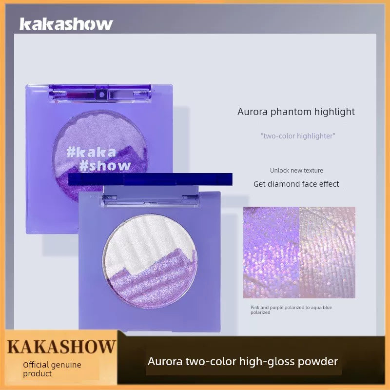 Kakashow Aurora Two-color Highlight Powder Chameleon Highlight Contouring All-in-one Plate Pearlescent Explosion Face Brightening