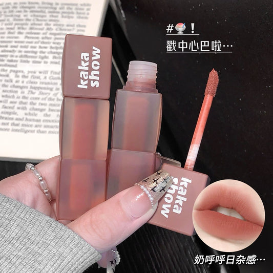 Kakashow Powder Mist Heart Lip Glaze Natural Velvet Matte White Easy To Fell Mist Student Lip Mud Lipstick