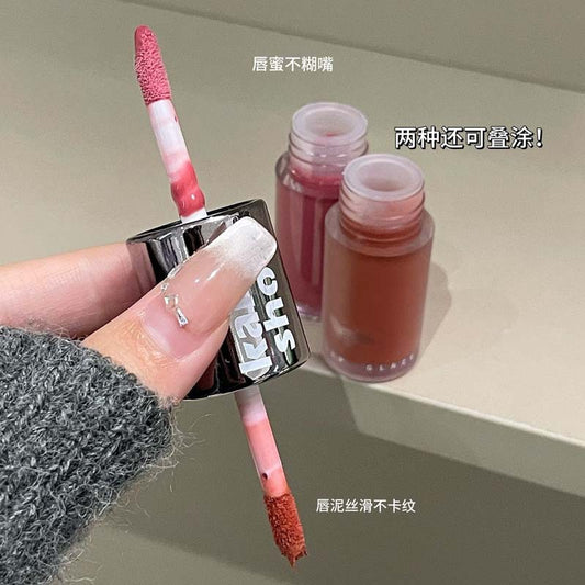 Kakashow Silk Mist Double Lip Glaze Velvet Mist Water Glass Mirror Doodle Lip White Lipstick Lip Glaze