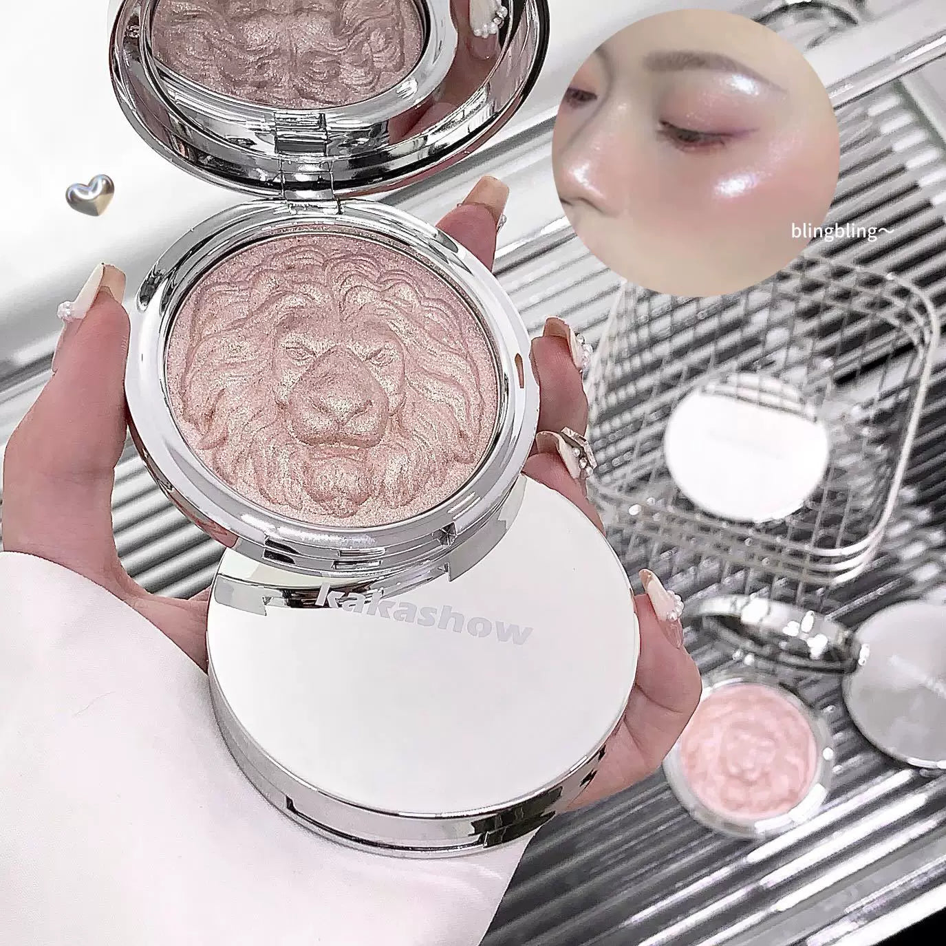 Kakashow Lion Series Highlight Powder Palette Soft Glutinous Mashed Potato Transparent Powder-Free Photosensitive Natural Transparent Student Style