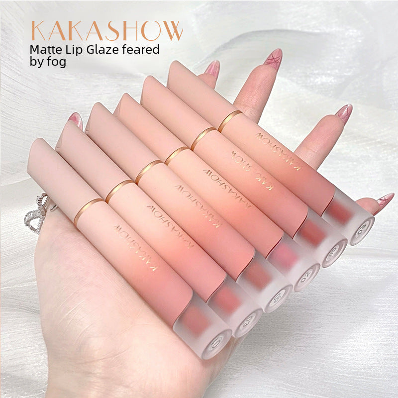 KAKASHOW Cream Matte Lip Glaze Velvet Fog Waterproof Easy To Fell Female Students Plain White Lip Mud
