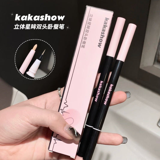 Kakashow Three-dimensional Star Eyes Double Head Lying Silkworm Pen Pseudo Plain Mother Born Natural Shadow Brightening Makeup Korean Eye Makeup
