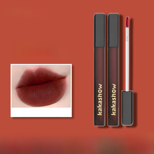 Kakashow Black Satin Lip Glaze Velvet Matte Lip Glaze White Lipstick Autumn And Winter Not Easy To Stick Cup Lip Mud Lip Glaze Wholesale