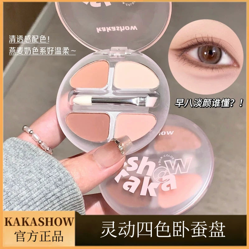 Kakashow Smart Four-color Lying Silkworm Disc Is Delicate And Natural On The Eyes, And The Student Eye Shadow Shadow Eyeliner All-in-one Disc