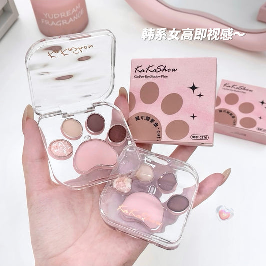 Kakashow Cat's Claw Eye Shadow Plate Pearlescent Matte Powder Fine Korean Color Lying Silkworm Blush One Plate Novice